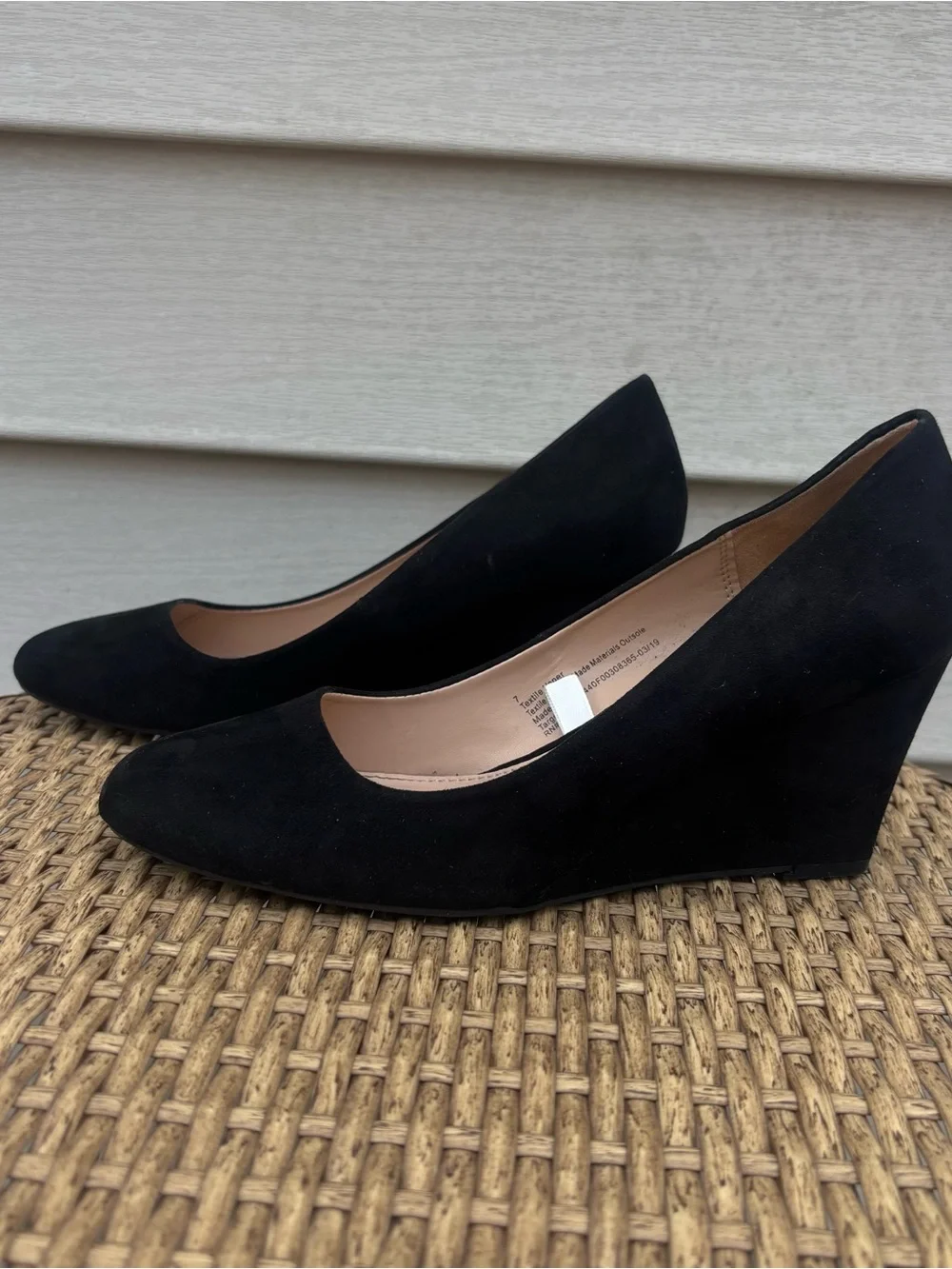 A New Day Women’s  Classic Black Faux Suede Wedge Heels Pumps | Size 7
